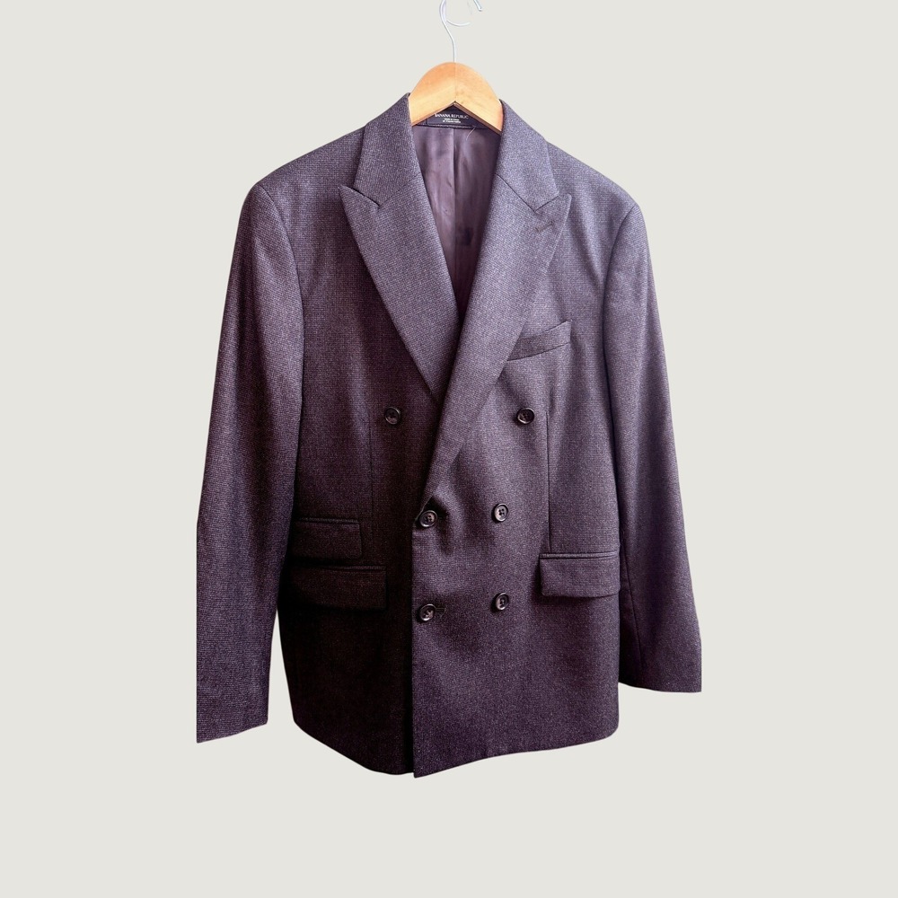 NEW Banana Republic 40S Double Breasted Blazer Vitale Barberis Flannel 120s Wool